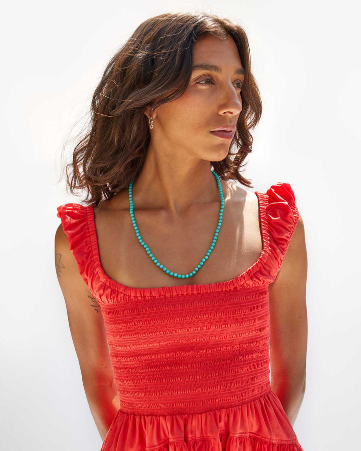 Stone Beaded Necklace - Gold / Turquoise