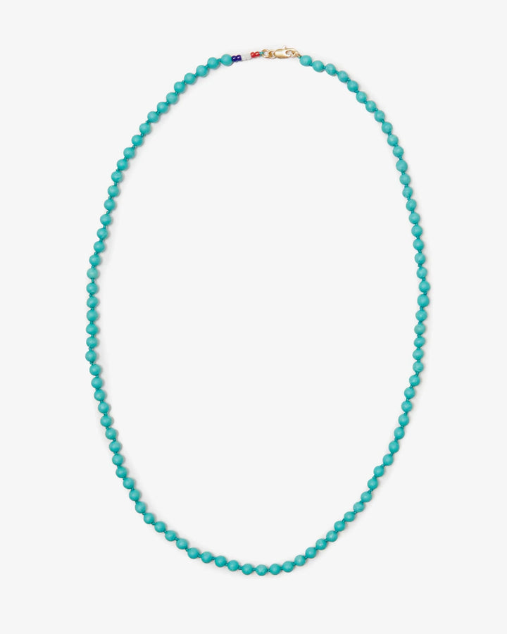 Stone Beaded Necklace - Gold / Turquoise