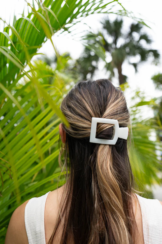 Medium Flat Square Clip - Coconut White