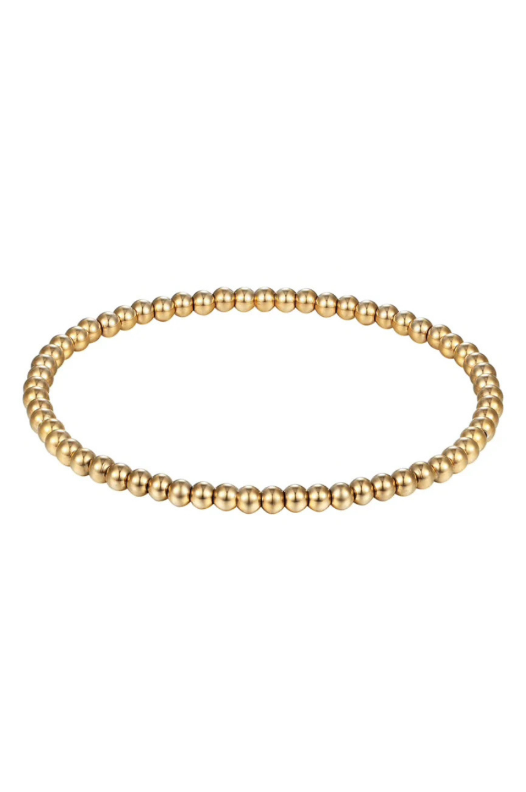 Stainless Steel Ball Stretch Bracelet - 4 mm Gold