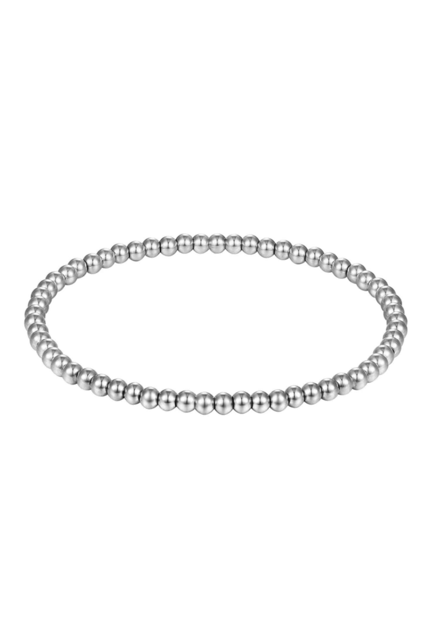 Stainless Steel Ball Stretch Bracelet - 4mm Silver