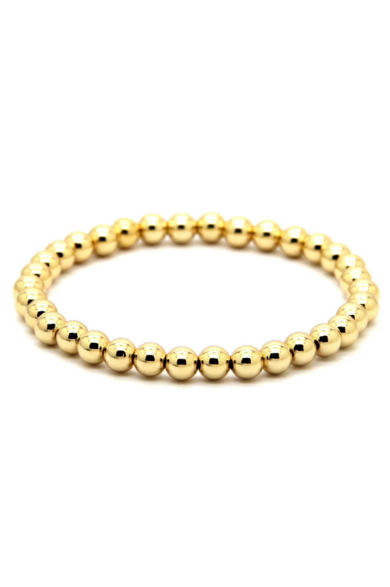 Stainless Steel Ball Stretch Bracelet - 6mm Gold