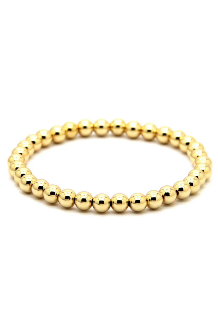 Stainless Steel Ball Stretch Bracelet - 6mm Gold