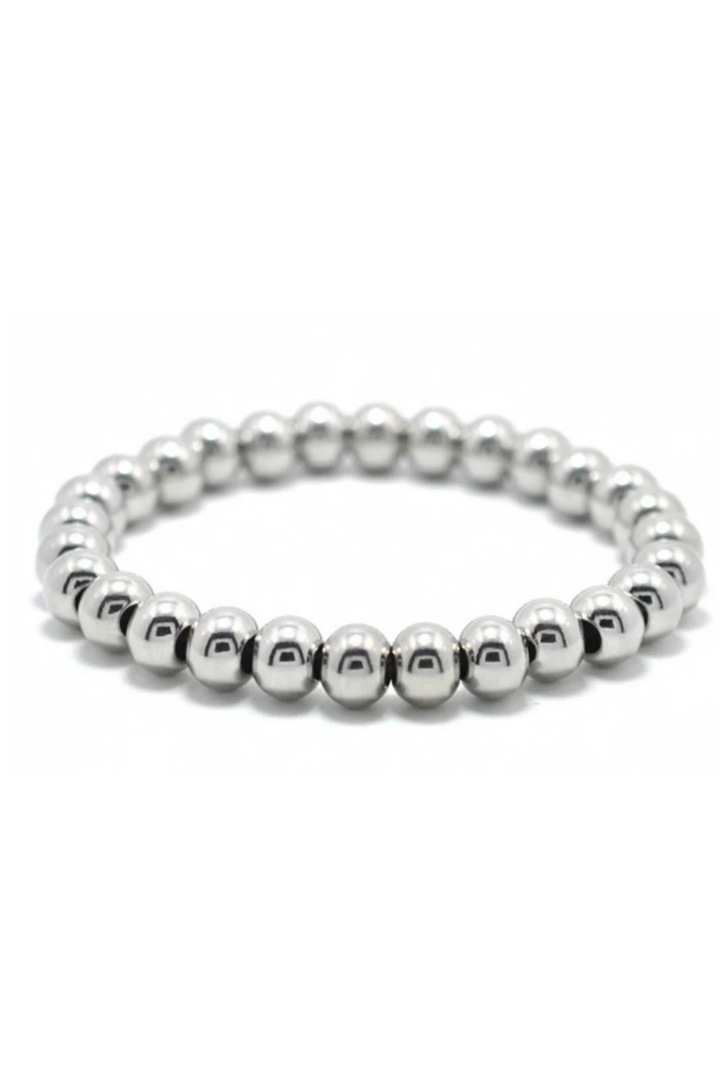 Stainless Steel Ball Stretch Bracelet - 8mm Silver