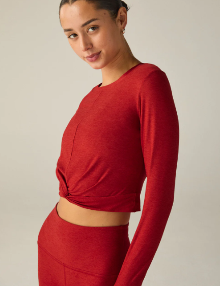 Featherweight Center Stage Crop Pullover - Ruby Red