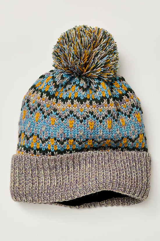 First Frost Fairisle Pomb Beanie - Sage