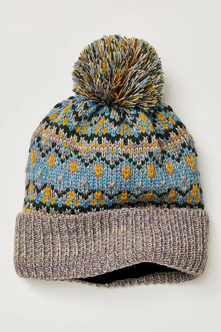 First Frost Fairisle Pomb Beanie - Sage