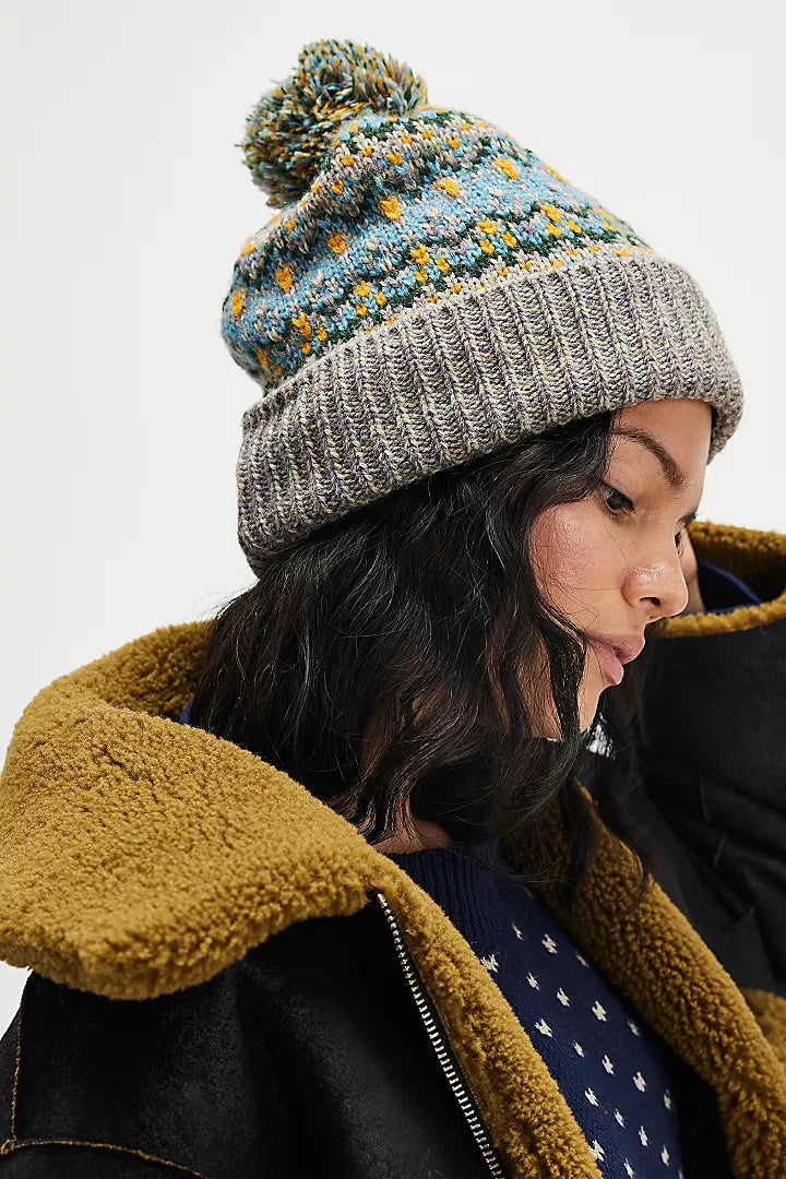First Frost Fairisle Pomb Beanie - Sage