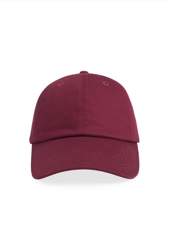 Baseball Cap with Leather Strap & Buckle - Burgundy