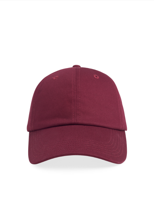 Baseball Cap with Leather Strap & Buckle - Burgundy