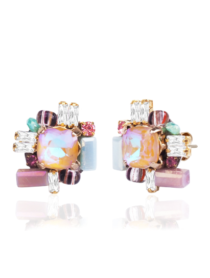 Mauve Iridescent CZ with Baguette Stud