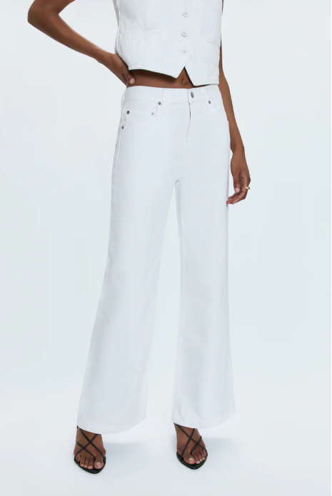Jadyn Low Slung Palazzo Jean - Vivid White