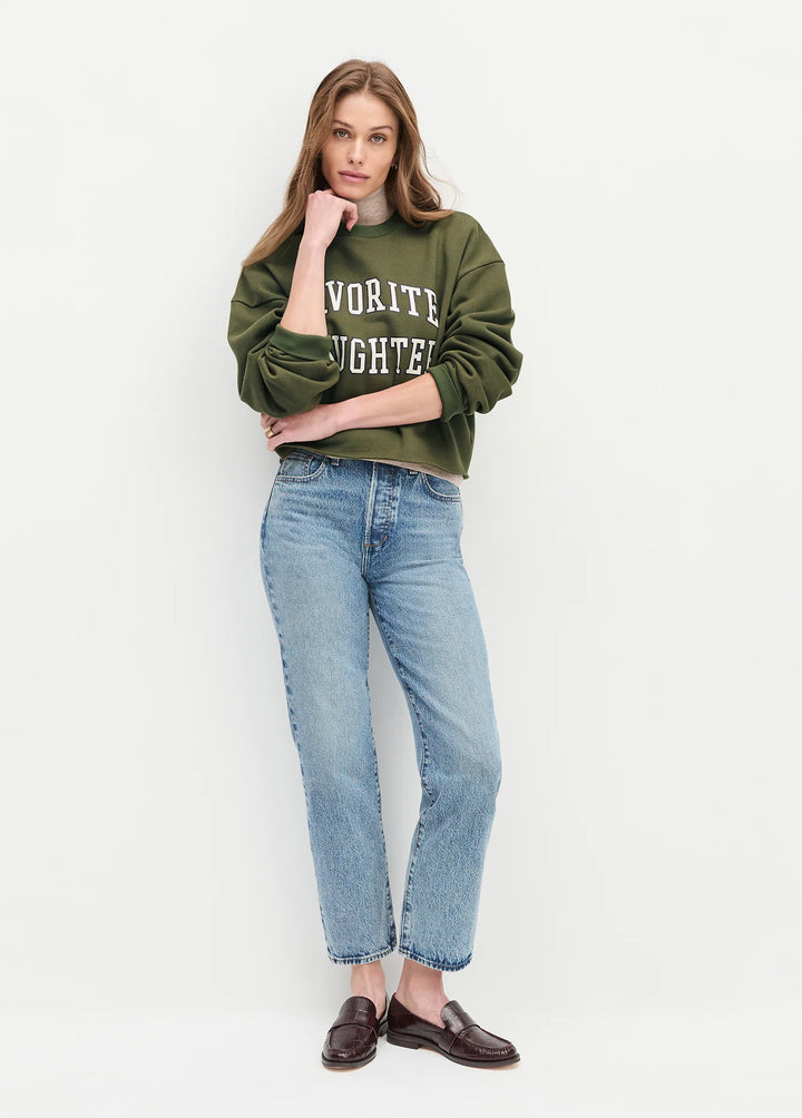 The Cropped Collegiate Sweatshirt - Smoketree/Gardenia