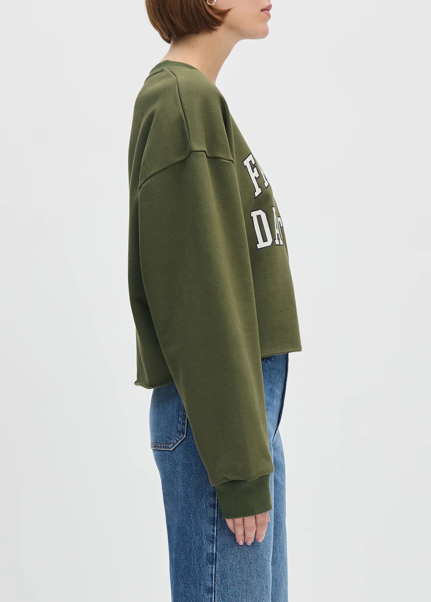 The Cropped Collegiate Sweatshirt - Smoketree/Gardenia
