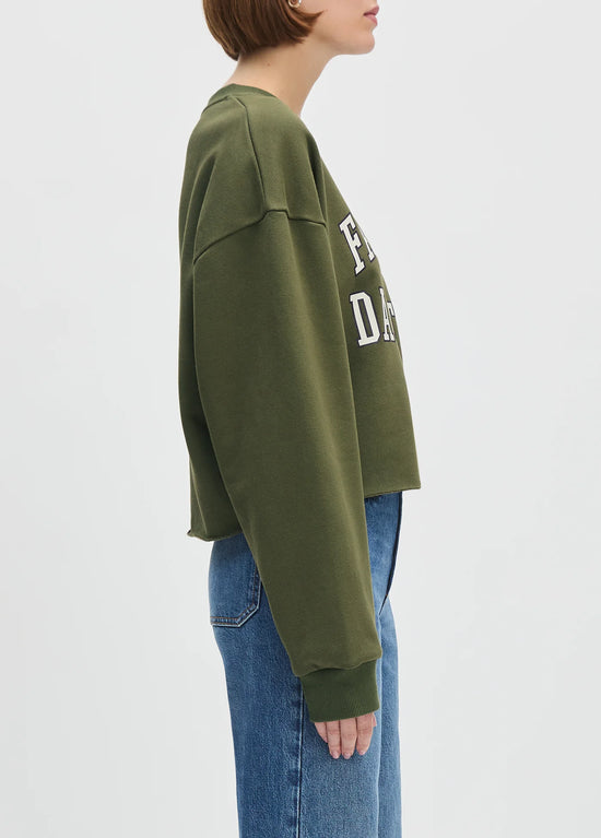 The Cropped Collegiate Sweatshirt - Smoketree/Gardenia