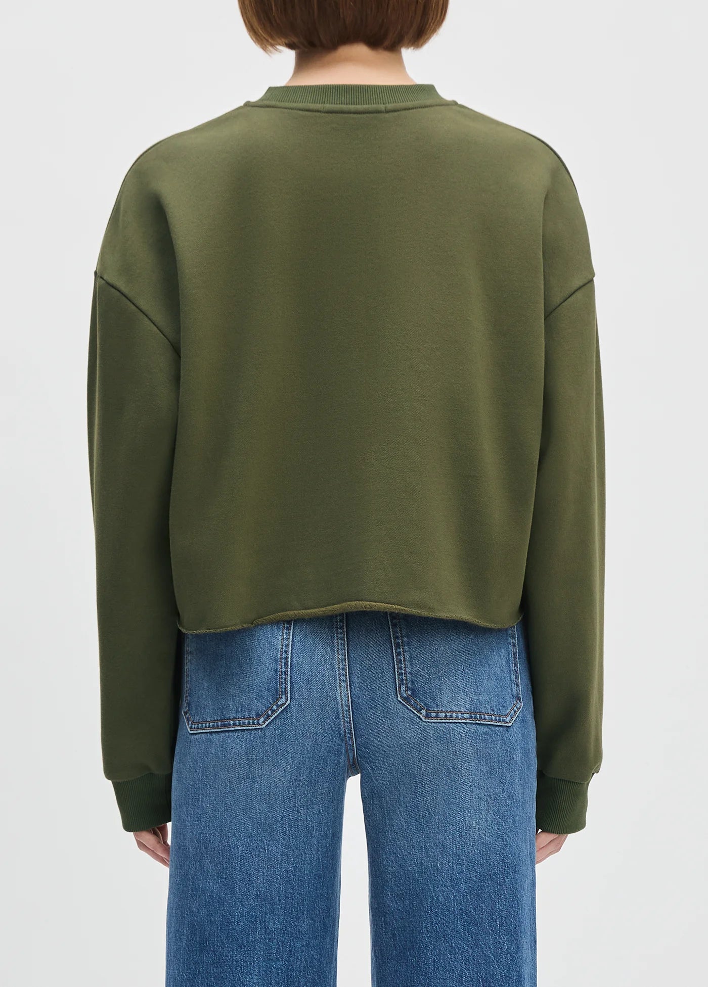 The Cropped Collegiate Sweatshirt - Smoketree/Gardenia