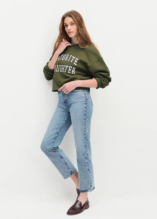 The Cropped Collegiate Sweatshirt - Smoketree/Gardenia