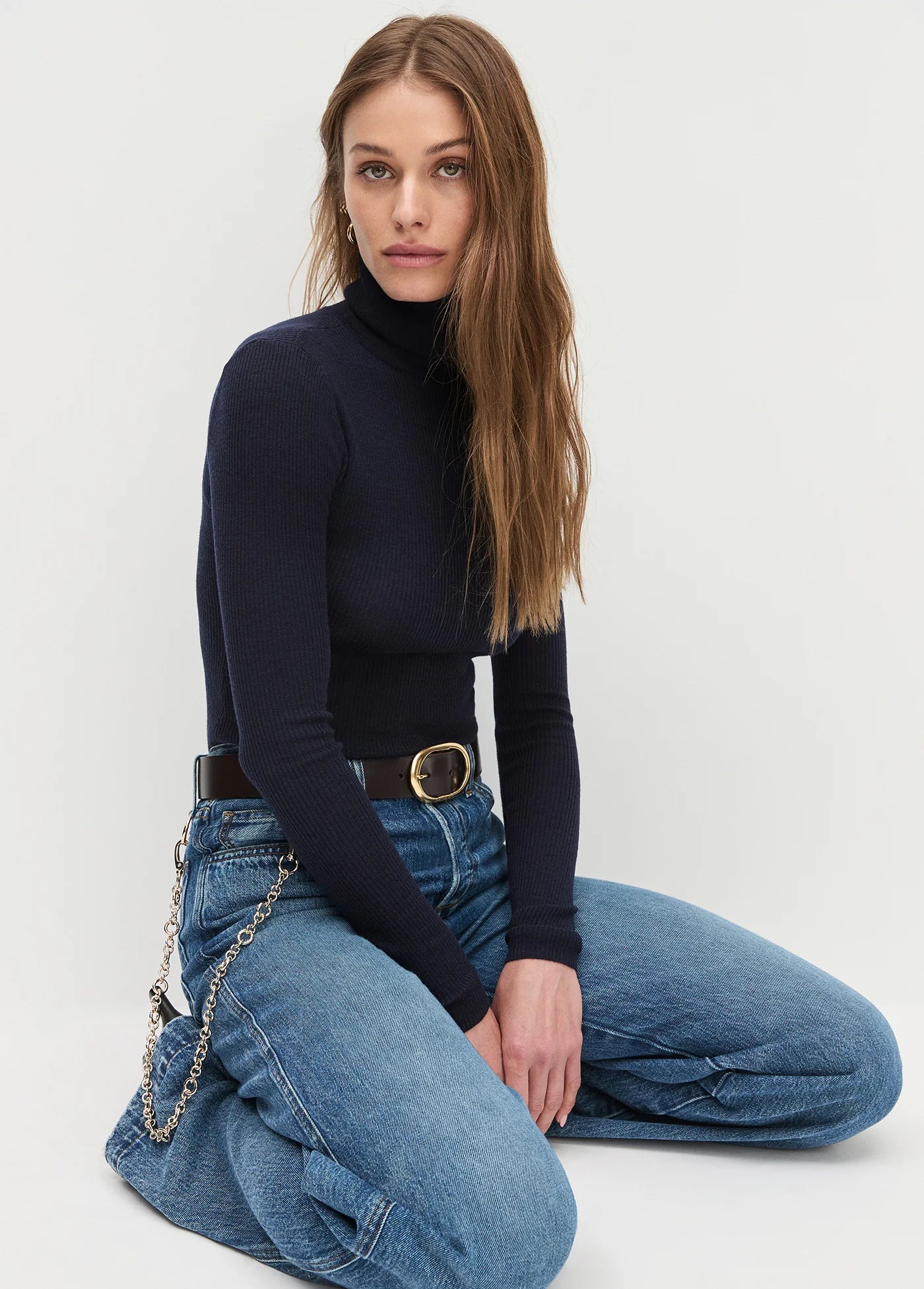 The Amelia Long Sleeve Top - Navy
