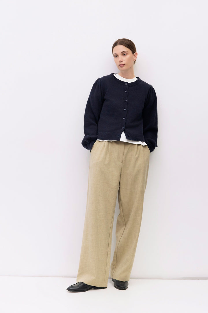 The Sola Puff Sleeve Cardigan - Navy