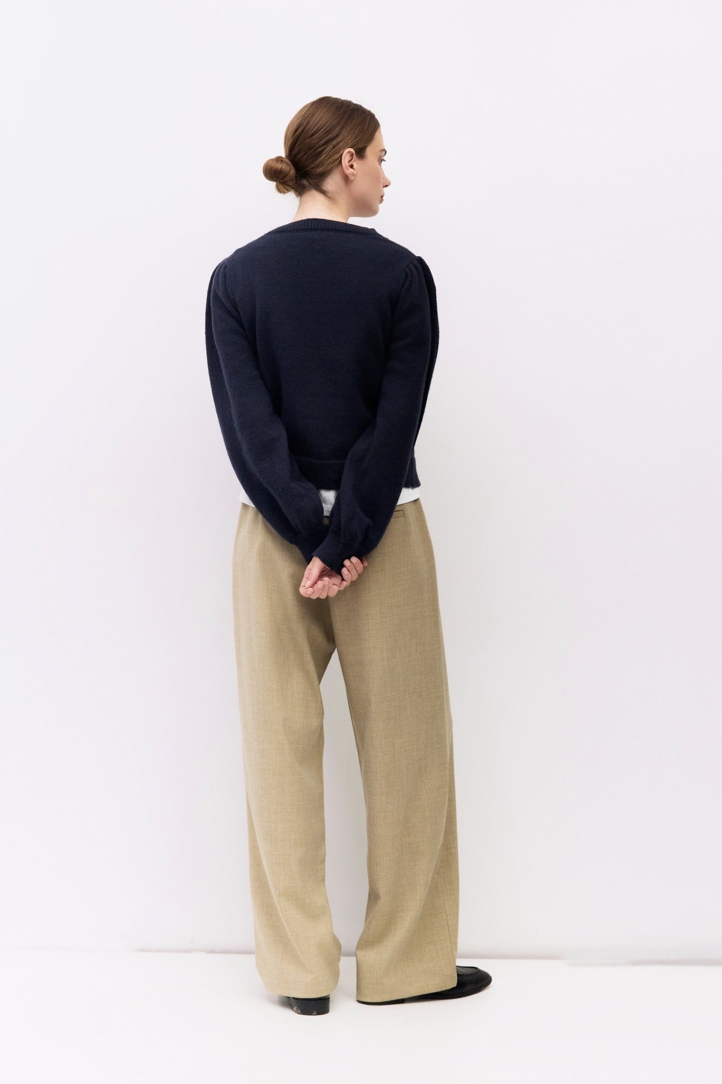 The Sola Puff Sleeve Cardigan - Navy