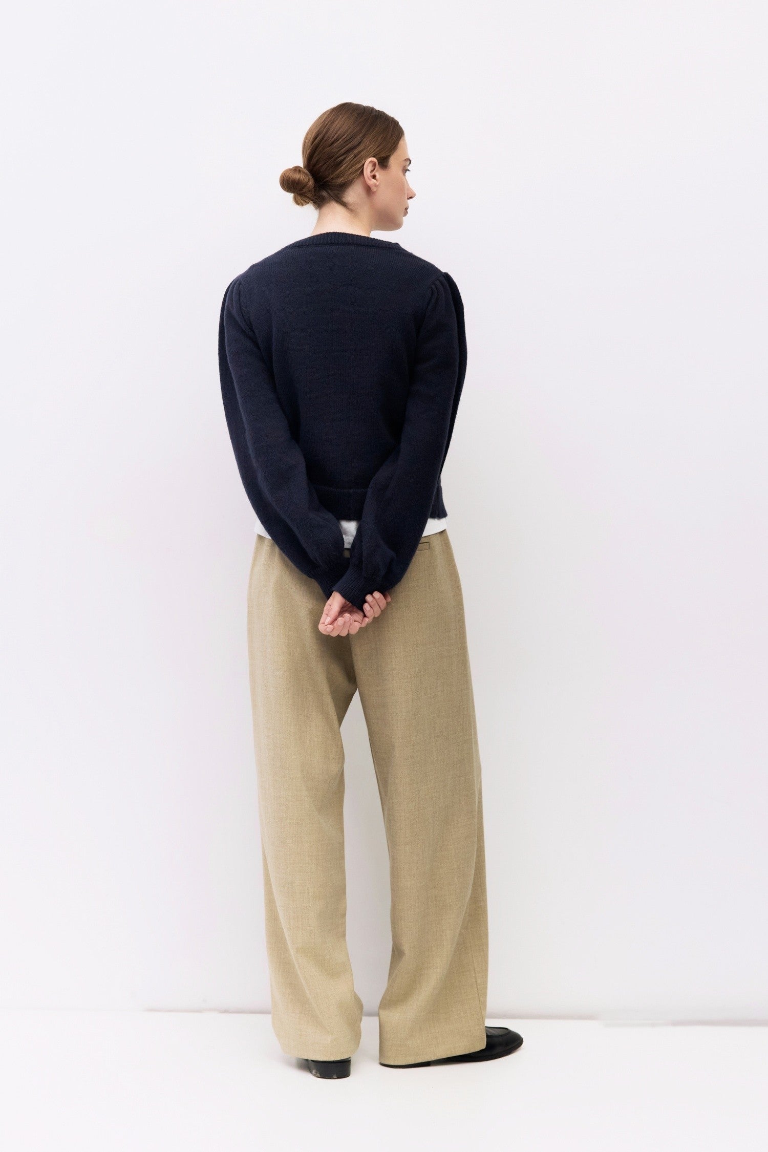 The Sola Puff Sleeve Cardigan - Navy
