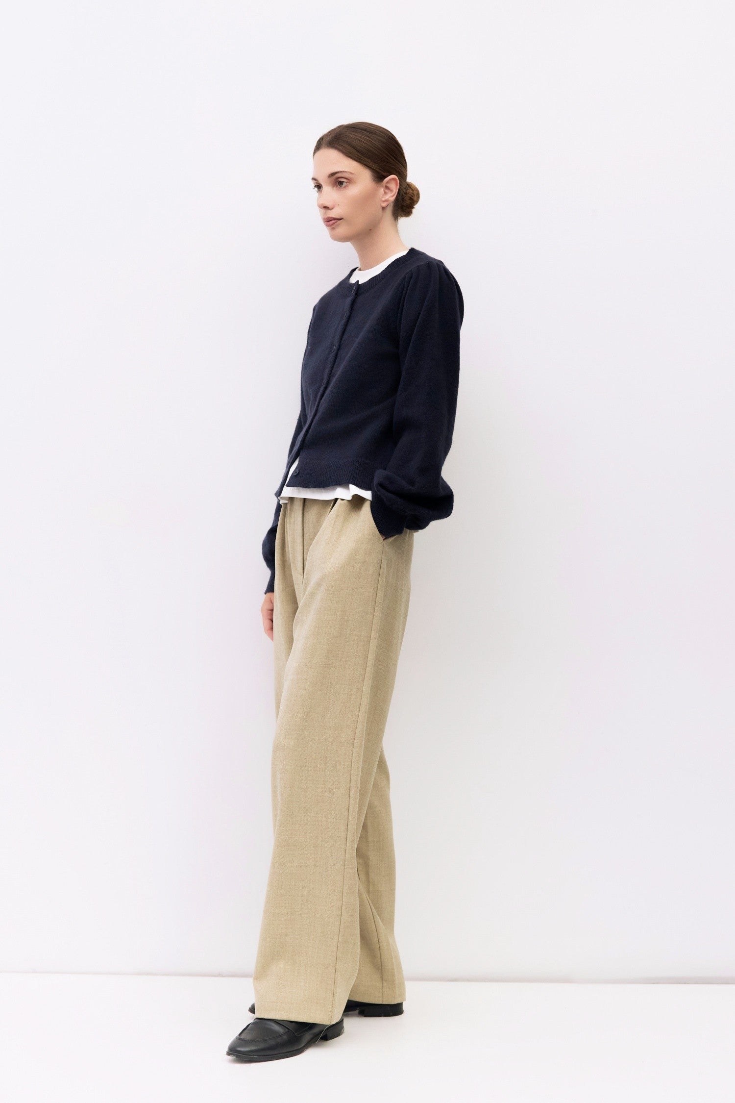The Sola Puff Sleeve Cardigan - Navy