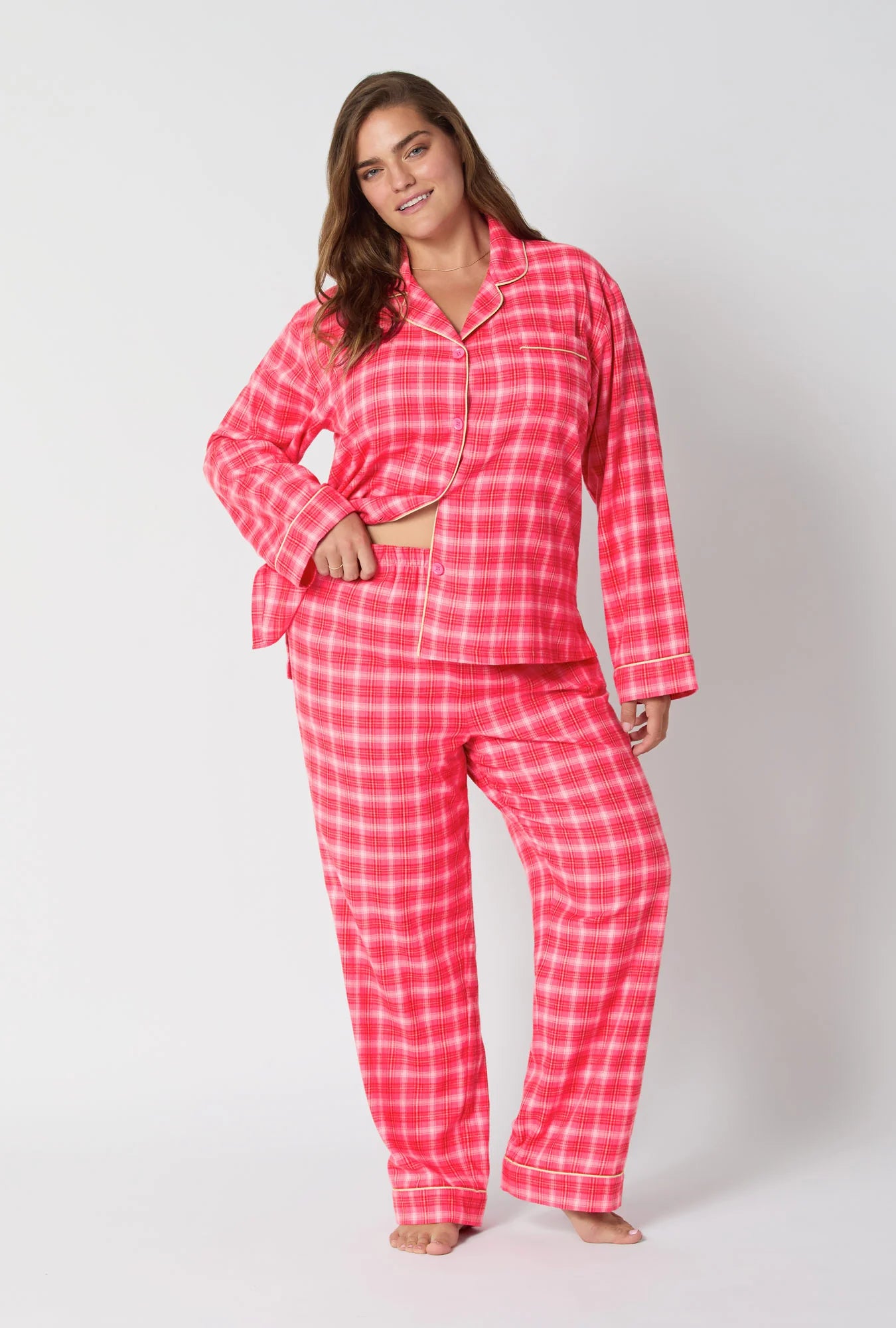 Long Sleeve Classic Woven Portuguese Flannel PJ Set, Wonderland Plaid