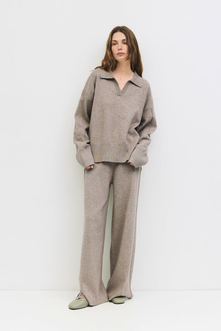 The Delilah Knit Lounge Pants - Beige