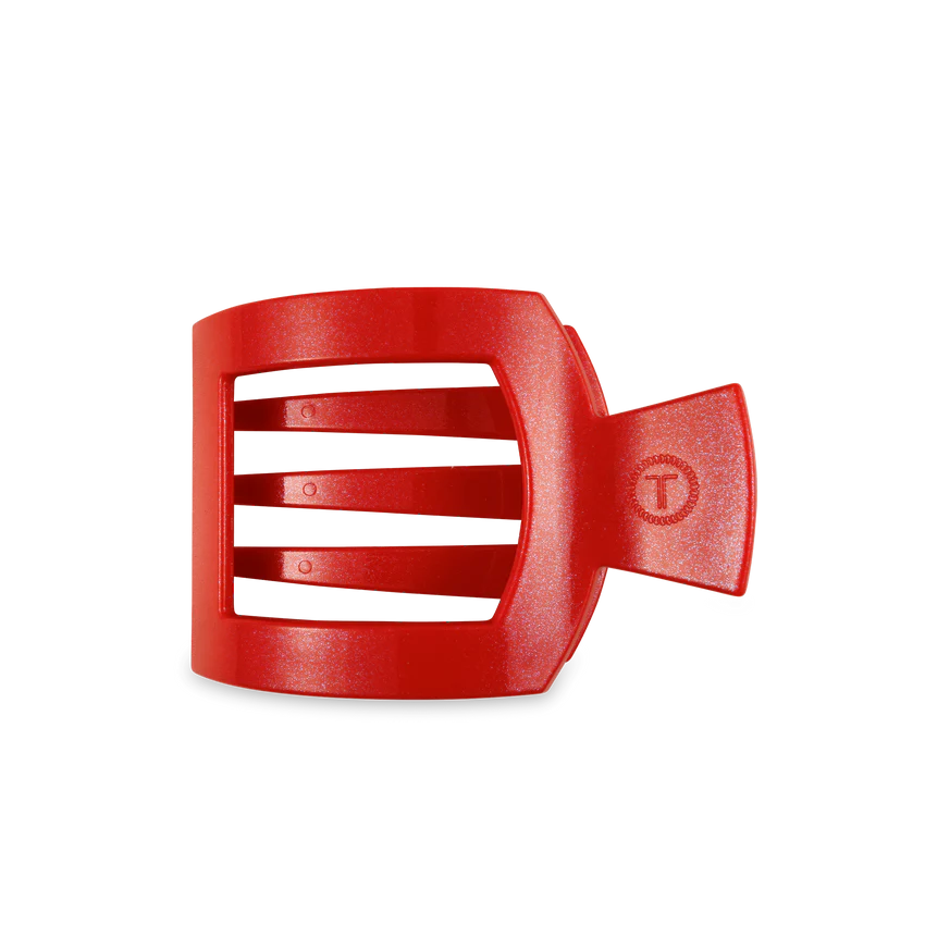 Medium Flat Square Hair Clip - Rudolph Red