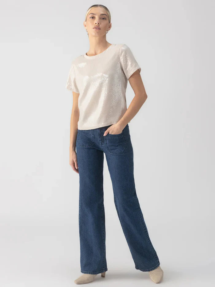 Perfect Sequin Tee - Frosted Almond