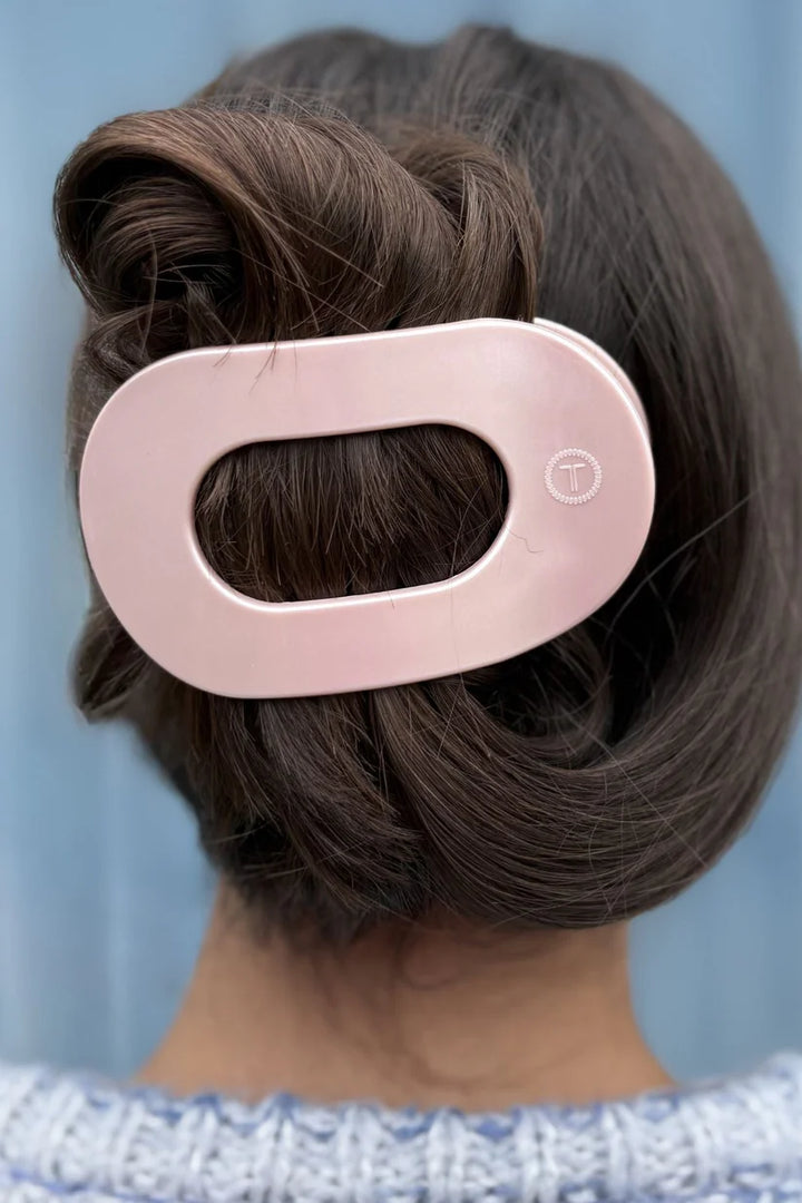 Large Flat Round Clip - Pearly Pink
